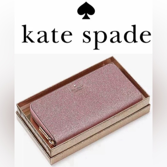 kate spade Handbags - NEW/NIB Kate Spade Boxed Glimmer Glitter Large Continental Wallet - Mitten Pink